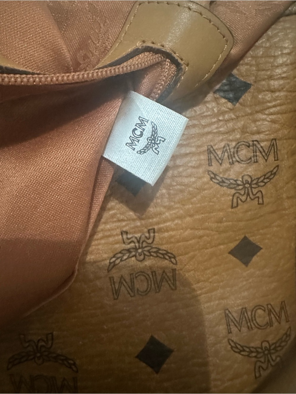 MCM Cognac Visetos Monogram Tote Bag Crossbody Shoulder - Picture 13 of 16
